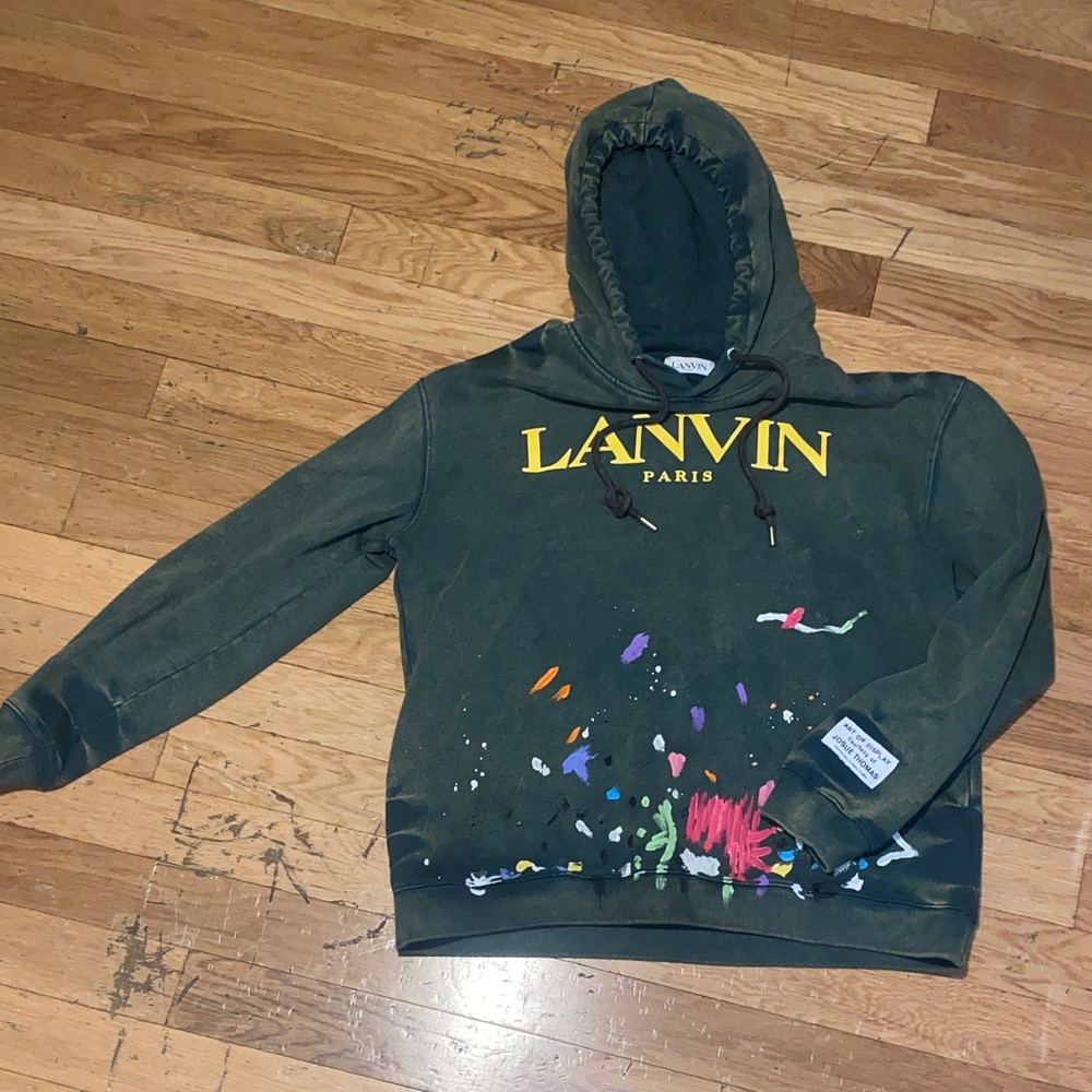 Lanvin Dark Green Hoodie with Colorful Accents